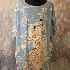 American Apparel Sublimation Tee Floral Deer  Blue Tunic